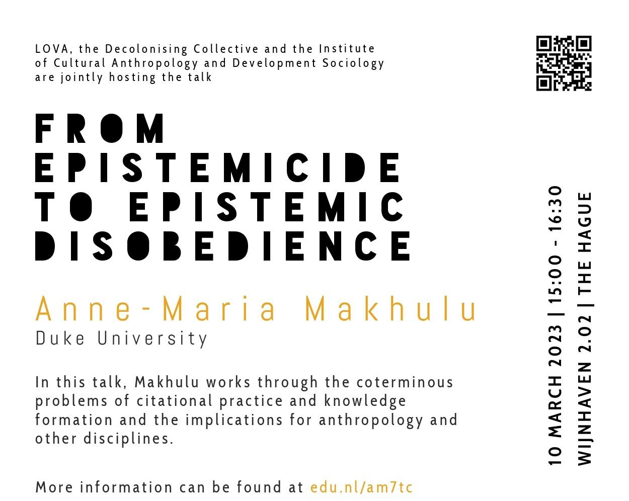 Lova lecture 2023 by dr. Anne-Maria B. Makhulu – Invitation